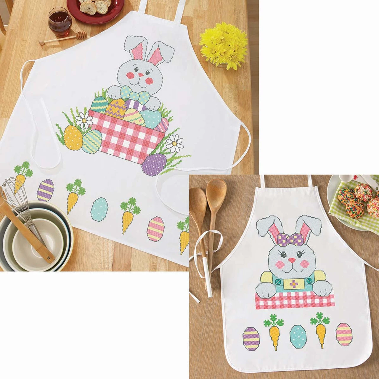 Herrschners Easter Bunny Apron Set Stamped Cross-Stitch 1 Herrschners Easter Bunny Apron Set Stamped Cross-Stitch