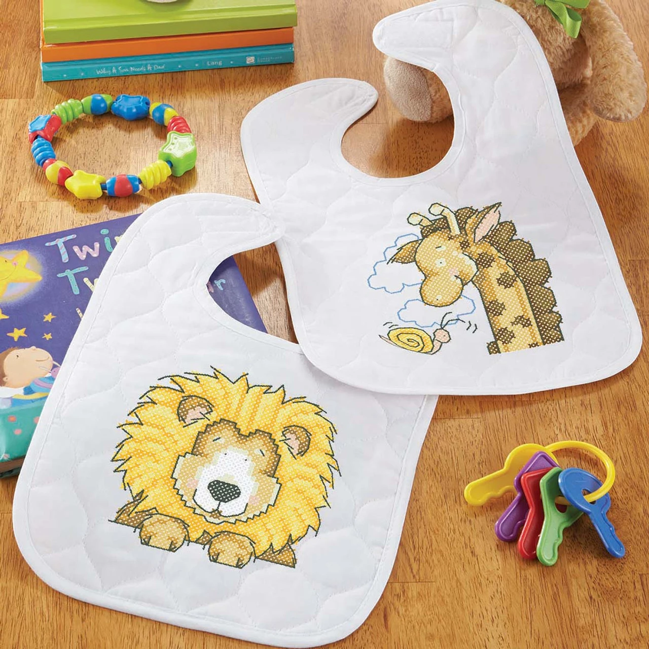 Herrschners Circus Train Baby Bibs Stamped Cross-Stitch Kit 1 Herrschners Circus Train Baby Bibs Stamped Cross-Stitch Kit