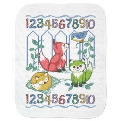 Baby By Herrschners Pre-Quilted Foxy Baby Quilt Stamped Cross-Stitch Kit