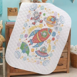 Baby By Herrschners Out Of This World Baby Quilt Stamped Cross-Stitch Kit