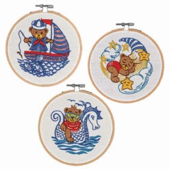 Craftways Teddy Blue Hoop Set Stamped Embroidery