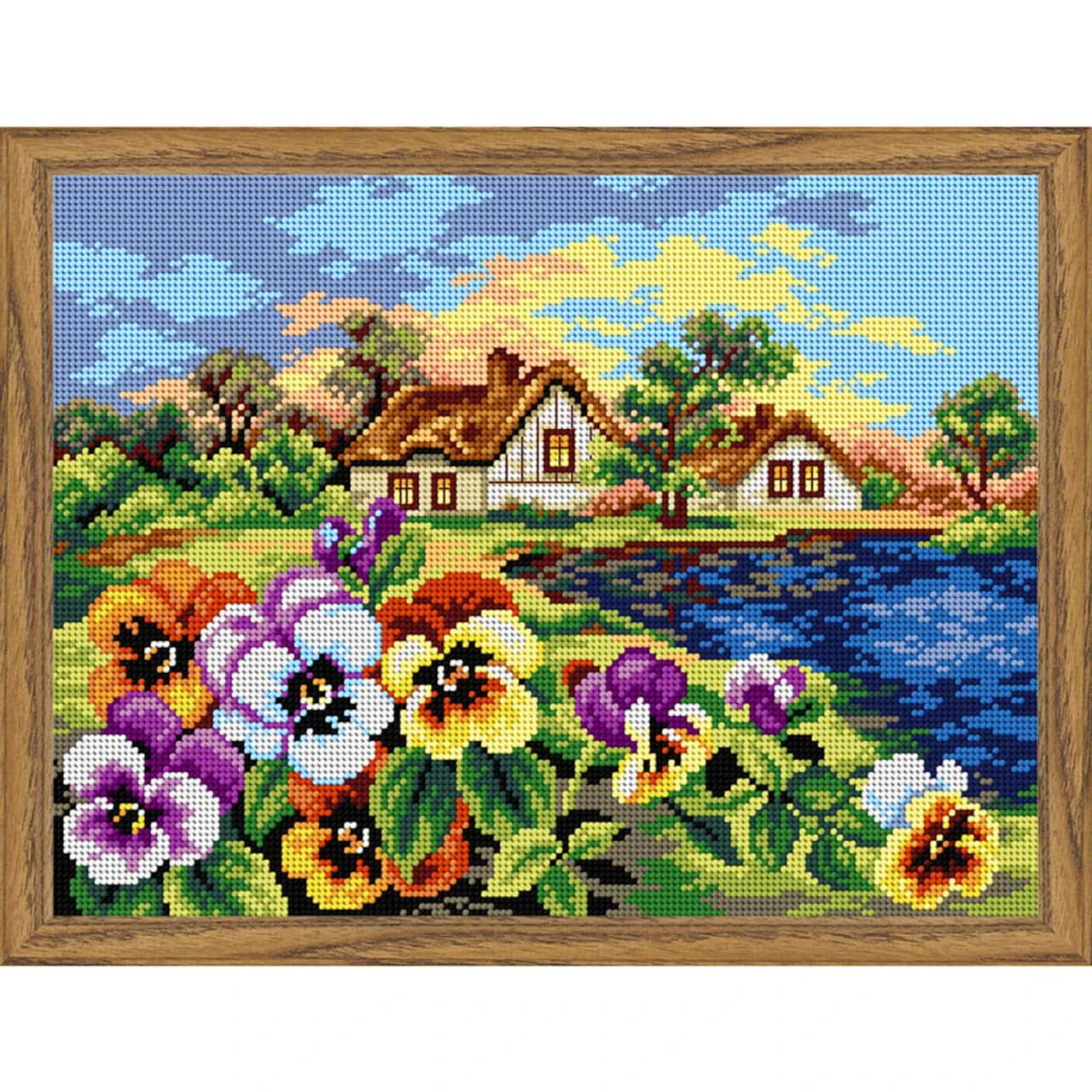 Orchidea Landscape With Pansies Needlepoint Canvas 1 Orchidea Landscape With Pansies Needlepoint Canvas