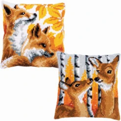 Vervaco Deer II & Fox II Pillow Cover Set Needlepoint
