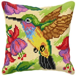 Orchidea Humming Bird Pillow Cover Needlepoint Kit