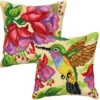 Orchidea Humming Brid & Exotic Flower Pillow Covers Set/2 Needlepoint Kit