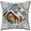 Orchidea Cottage In Winter Grey Pillow Needlepoint Kit