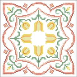 Herrschners Springtime Tulips Quilt Blocks Stamped Cross-Stitch