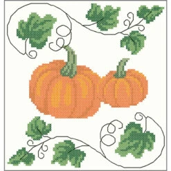 Herrschners Pumpkin Patch Quilt Blocks Stamped Cross-Stitch