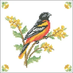 Herrschners Oriole Quilt Blocks Stamped Cross-Stitch