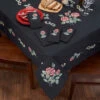 Nob Hill Red Roses On Black Table Linens Stamped Cross-Stitch