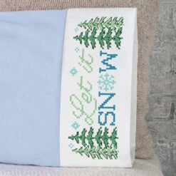 Herrschners Let It Snow Pillowcase Pair Stamped Cross-Stitch