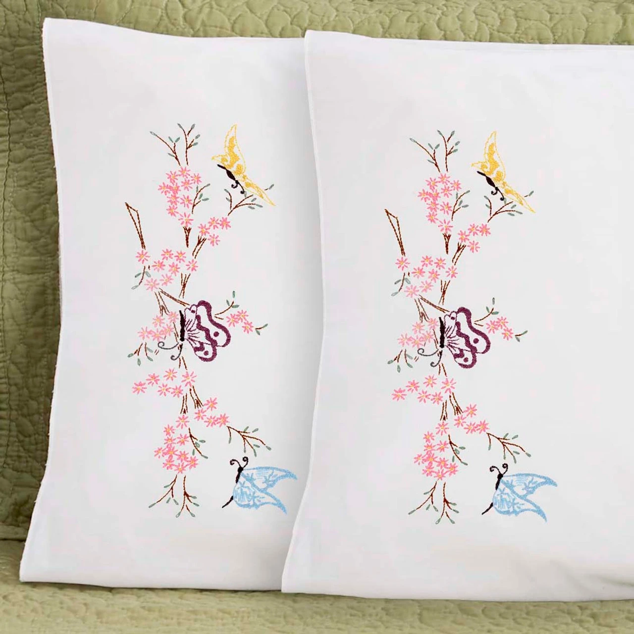 Herrschners Dorothy Pillowcase Pair Stamped Embroidery 1 Herrschners Dorothy Pillowcase Pair Stamped Embroidery