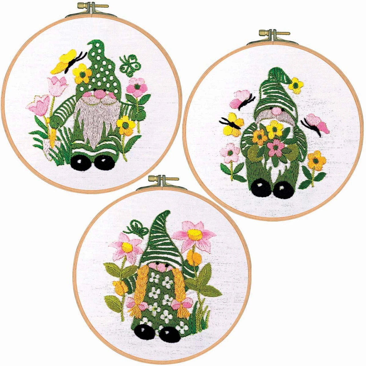 Craftways Green Gnome Hoop Set Stamped Embroidery 1 Craftways Green Gnome Hoop Set Stamped Embroidery