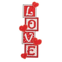 Herrschners LOVE Blocks Wall Hanging Plastic Canvas Kit