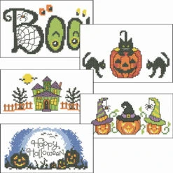 Herrschners Haunted Halloween Pillowcase Set Stamped Cross-Stitch