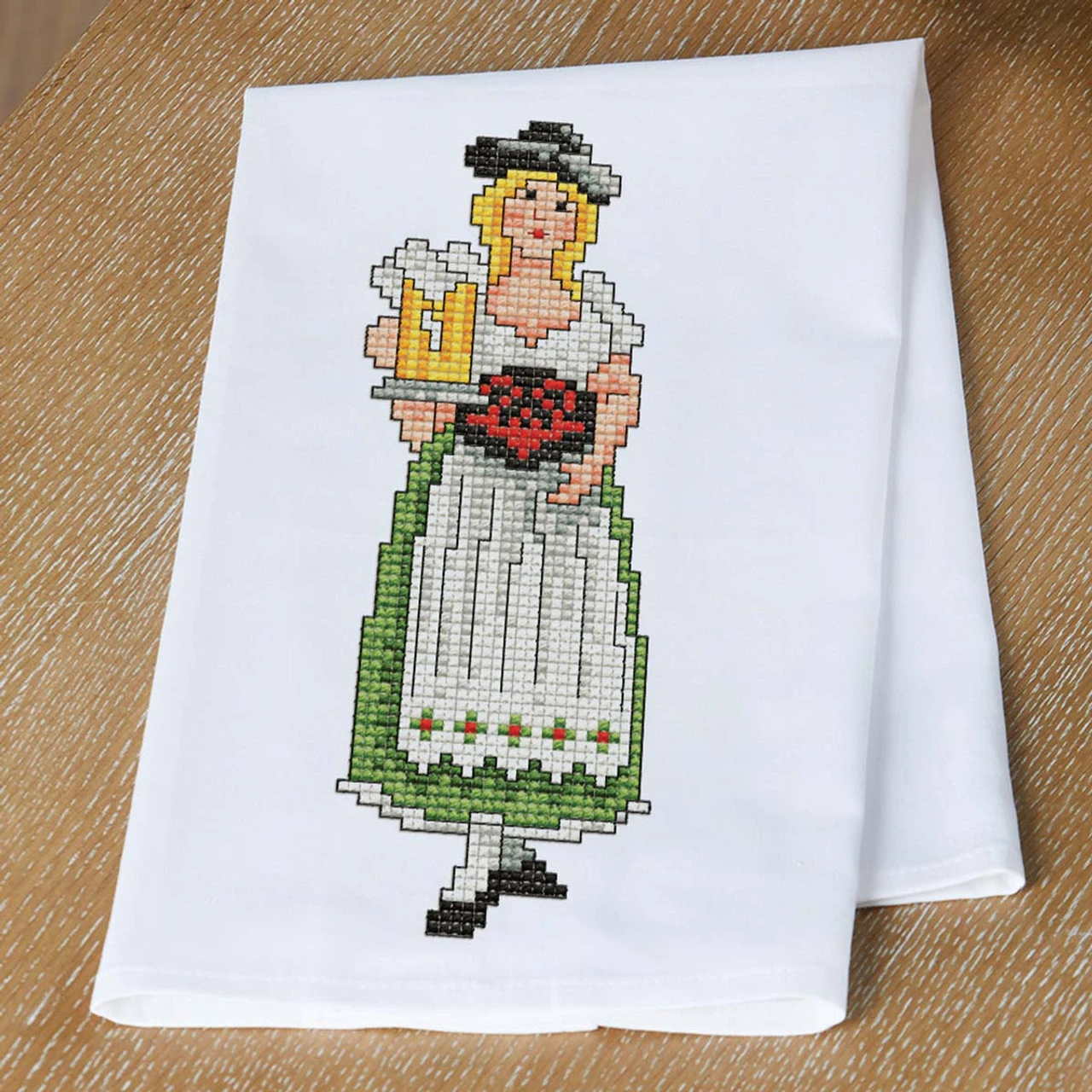 Herrschners Oktoberfest Dirndl Towel Stamped Cross-Stitch Kit 1 Herrschners Oktoberfest Dirndl Towel Stamped Cross-Stitch Kit