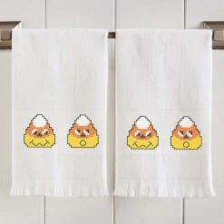 Herrschners Candy Corn Terry Towel Pair Stamped Cross-Stitch