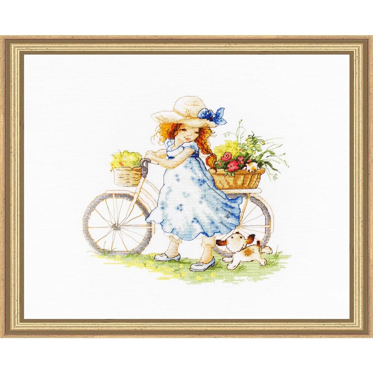 Luca-S Biking Girl With Puppy Counted Cross-Stitch Kit 1 Luca-S Biking Girl With Puppy Counted Cross-Stitch Kit