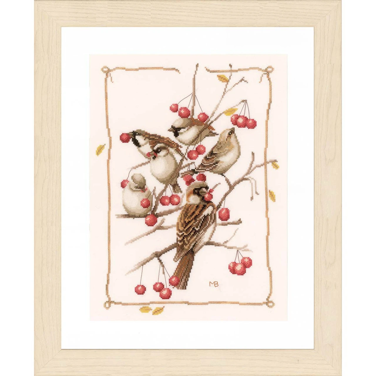 Lanarte Sparrows And Currant Counted Cross-Stitch Kit 1 Lanarte Sparrows And Currant Counted Cross-Stitch Kit