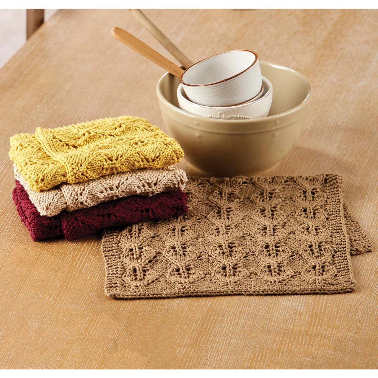 Herrschners Lovely Leaf Towels Knit Kit 1 Herrschners Lovely Leaf Towels Knit Kit