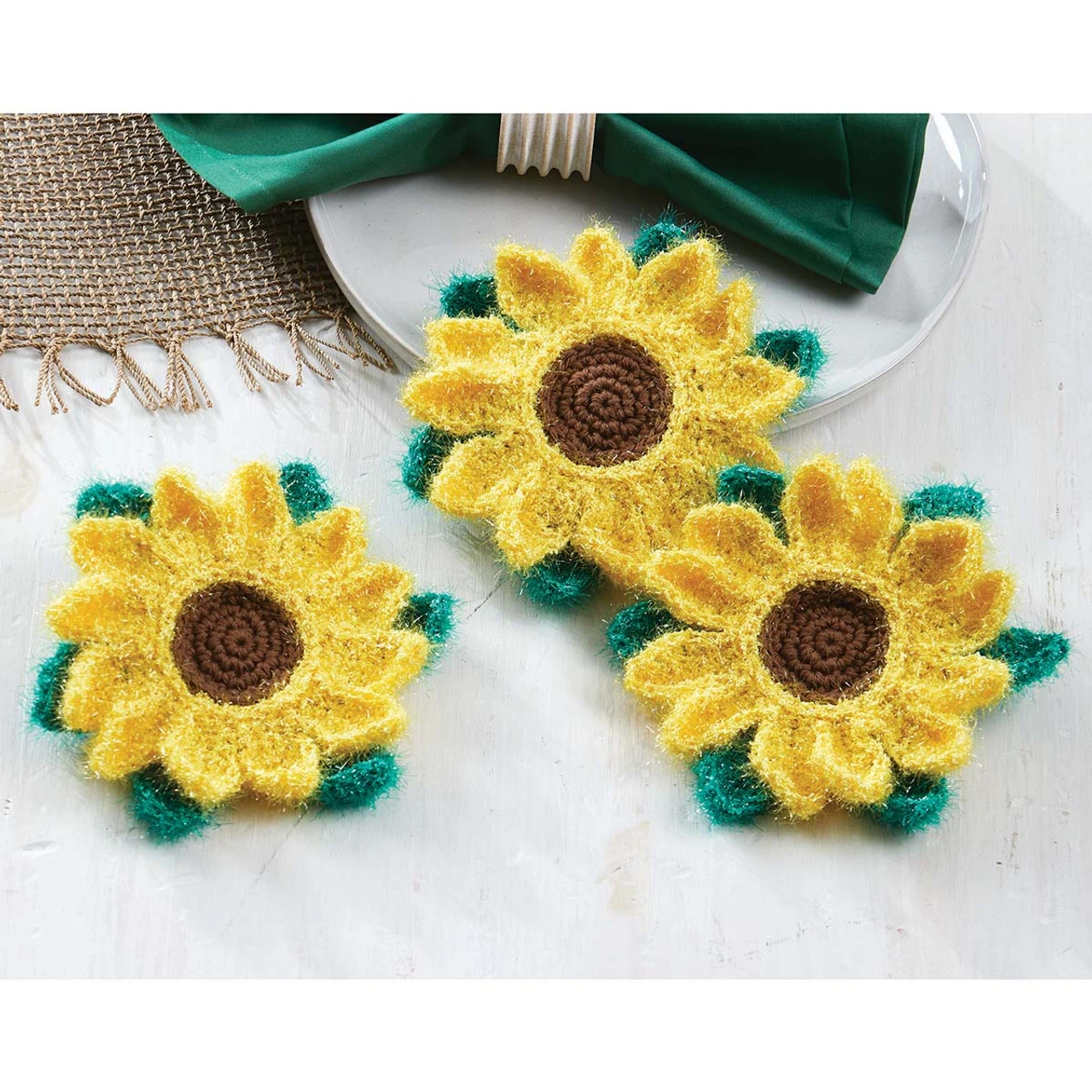 Herrschners Sunflower Scrubbies Crochet Kit 1 Herrschners Sunflower Scrubbies Crochet Kit