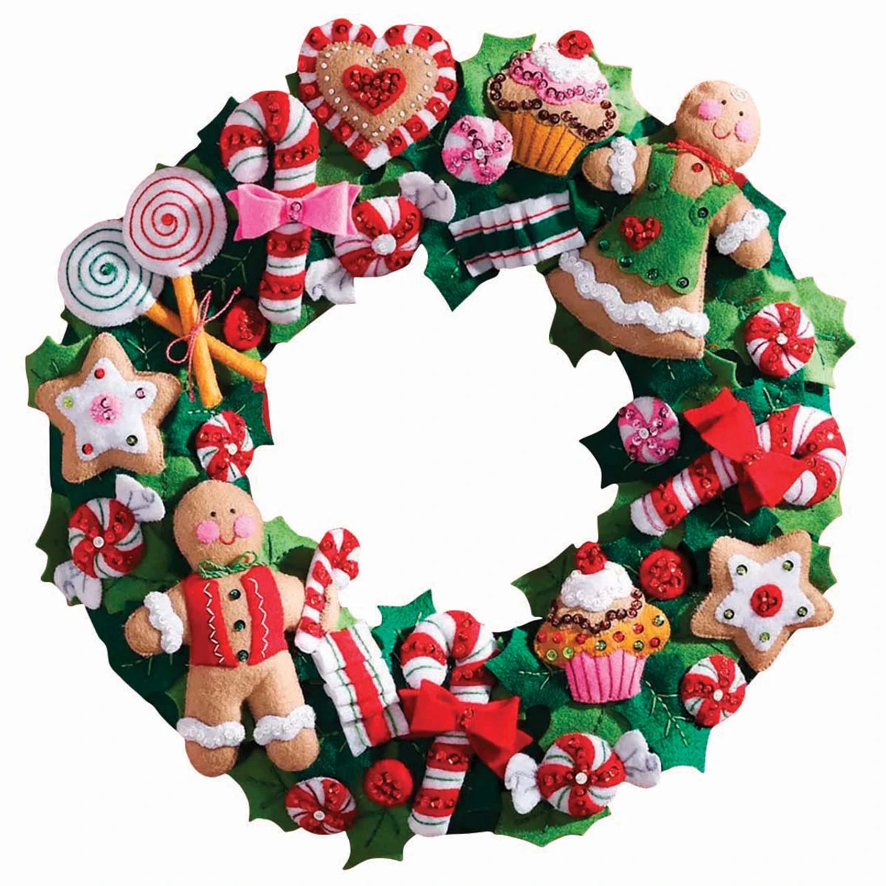 Bucilla Cookies & Candy Wreath Felt & Sequin Kit 1 Bucilla Cookies & Candy Wreath Felt & Sequin Kit