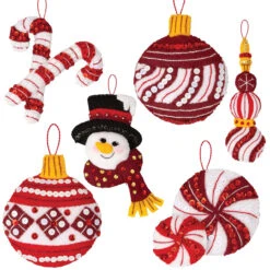 Bucilla Snowman’s Peppermint Collection Felt & Sequin Kit