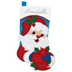 Design Works Santa With Poinsettias Stocking Kit
