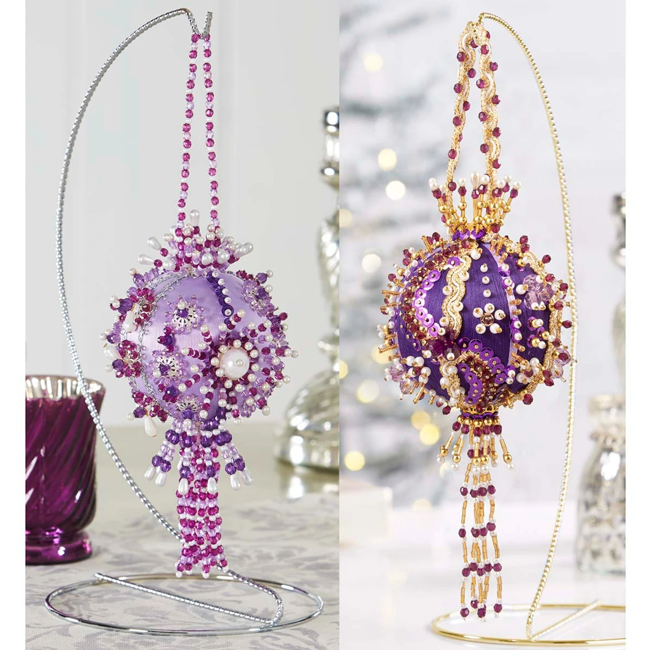 Herrschners Collectors Ornament Pair - Purples Ornament Kit 1 Herrschners Collectors Ornament Pair - Purples Ornament Kit