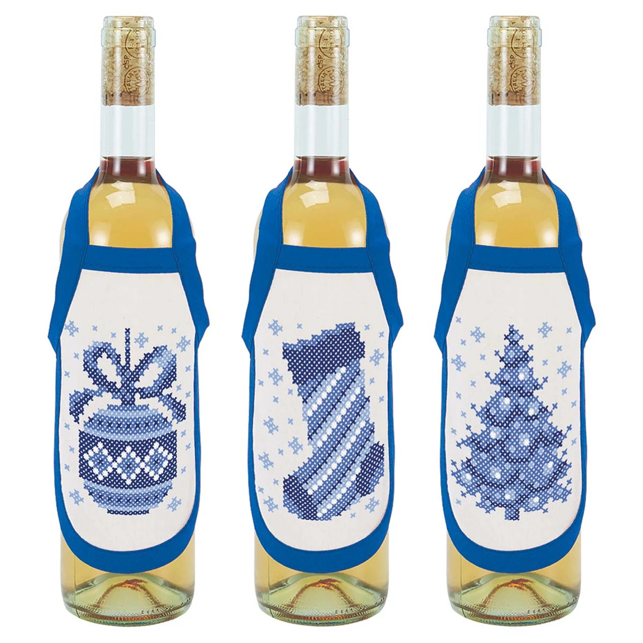 Herrschners Winter Blue Bottle Aprons Stamped Cross-Stitch 1 Herrschners Winter Blue Bottle Aprons Stamped Cross-Stitch