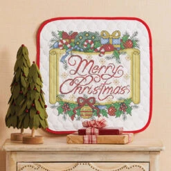 Herrschners Merry Christmas Scroll Wall Hanging Stamped Cross-Stitch Kit