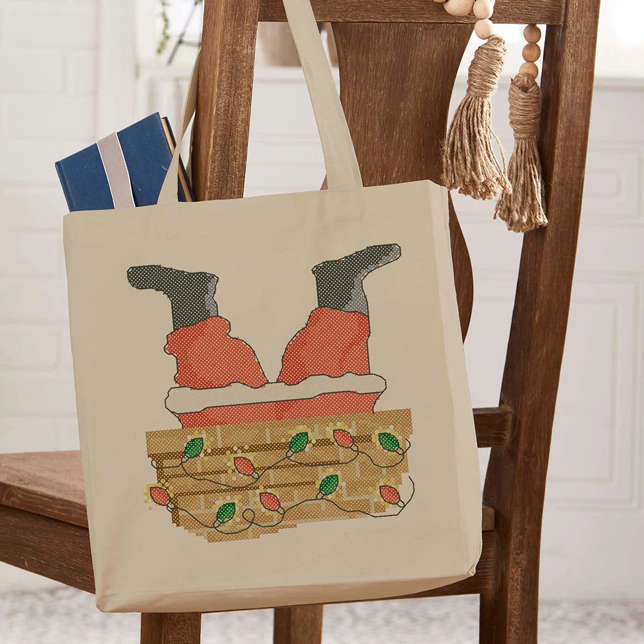 Herrschners Christmas Rush Tote Bag Stamped Cross-Stitch Kit 1 Herrschners Christmas Rush Tote Bag Stamped Cross-Stitch Kit