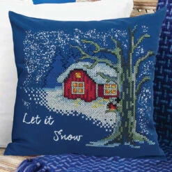 Craftways Let It Snow Pillow Cover Stamped Cross-Stitch Kit
