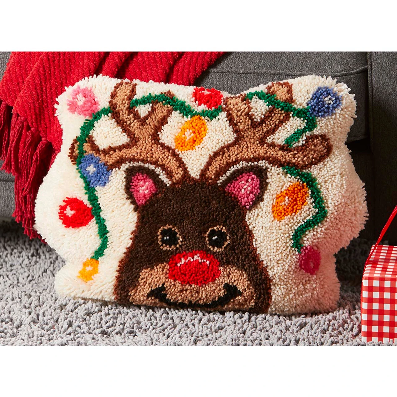 Sundance Reindeer Games Pillow Latch Hook Kit 1 Sundance Reindeer Games Pillow Latch Hook Kit