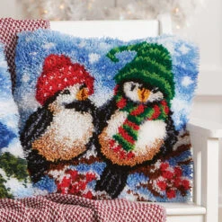 Herrschners Winter Tweets Pillow Latch Hook Kit
