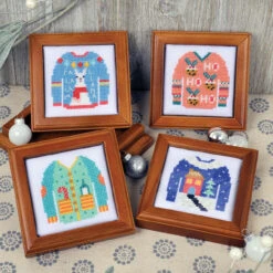 Herrschners Ugly Sweaters With Wood Coasters Counted Cross-Stitch Kit