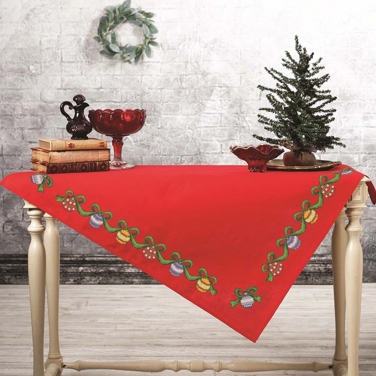 Herrschners Deck The Halls Table Topper Counted Cross-Stitch Kit 1 Herrschners Deck The Halls Table Topper Counted Cross-Stitch Kit