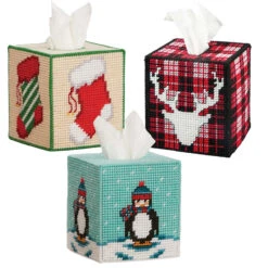 Herrschners Holiday Tissue Box Set Plastic Canvas