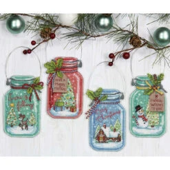 Dimensions Christmas Jar Ornaments Counted Cross-Stitch Kit