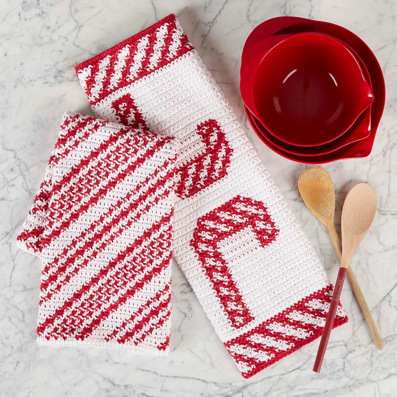 Herrschners Candy Cane Lane Dish Towels Crochet Kit 1 Herrschners Candy Cane Lane Dish Towels Crochet Kit